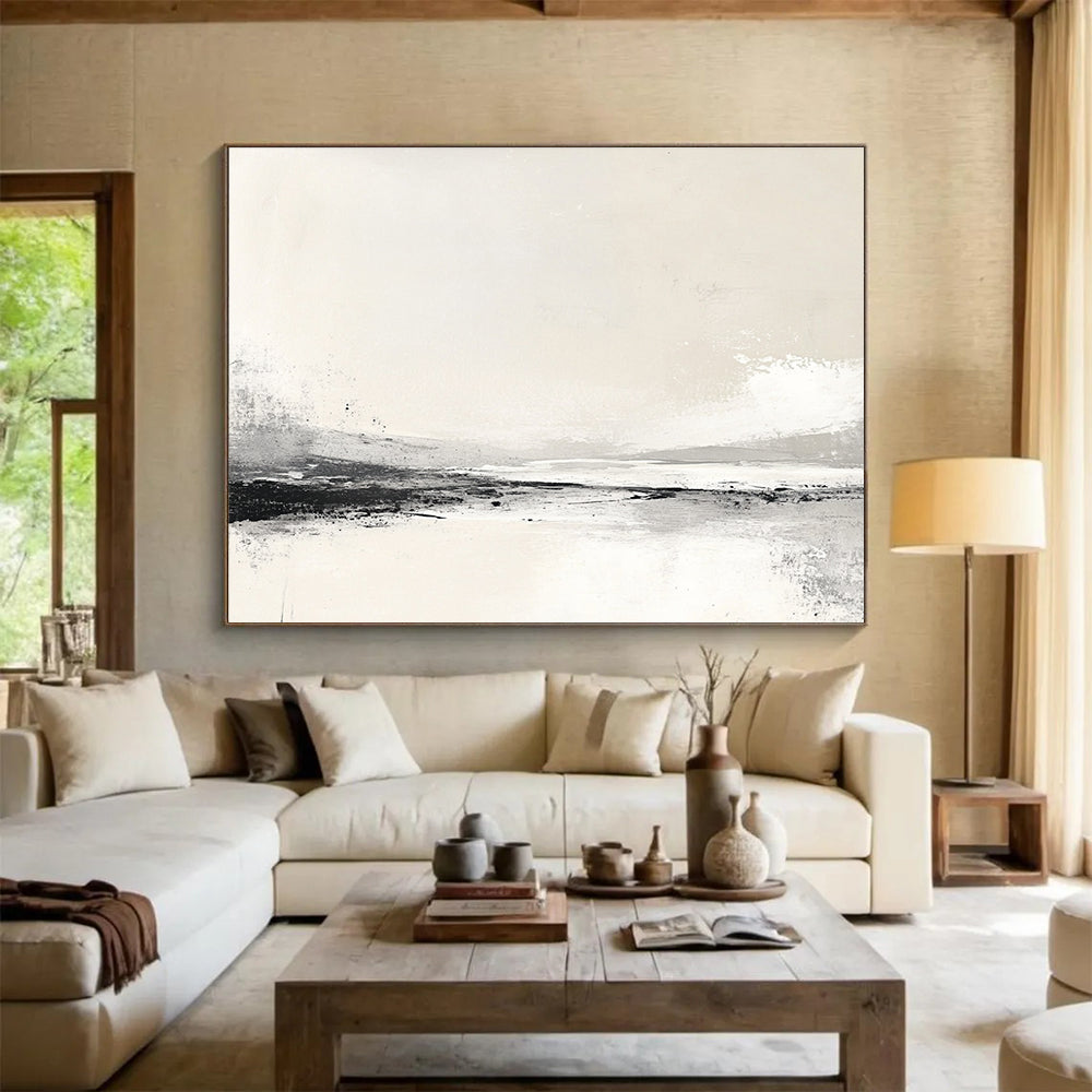 Monochrome Beach Scene Art for Coastal Home Library & Minimalist Beach House SC095