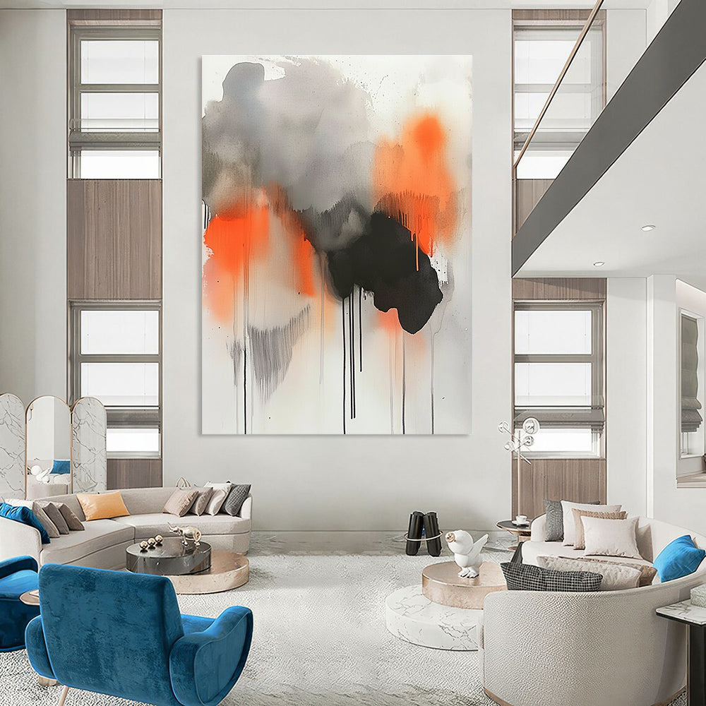Abstract Grey, Orange, and Black Drips for Creative Studio & Urban - Themed Restaurant STSC758