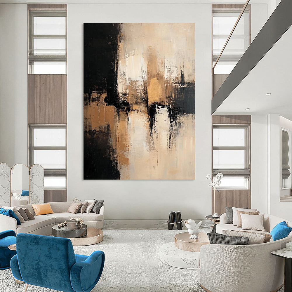 Gold and Black Abstract Strokes for Luxury Hotel Room & Upscale Restaurant STSC775