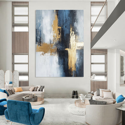 Blue and Gold Abstract for Luxury Spa Lounge & Elegant Dining Room STSC433