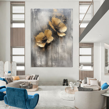 Gold Flower Textured Abstract for Luxury Hotel Suite & Sophisticated Home Dining Room STSC486