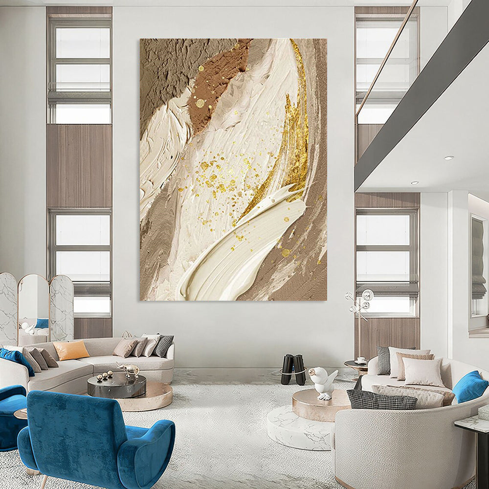 Gold - Accented Abstract Art for Luxury Hotel Lobby & Glamorous Dining Room DLZ2177