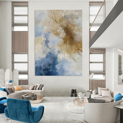 Blue - Brown Blended Abstract Art for Living Room & Studio DLZ0402