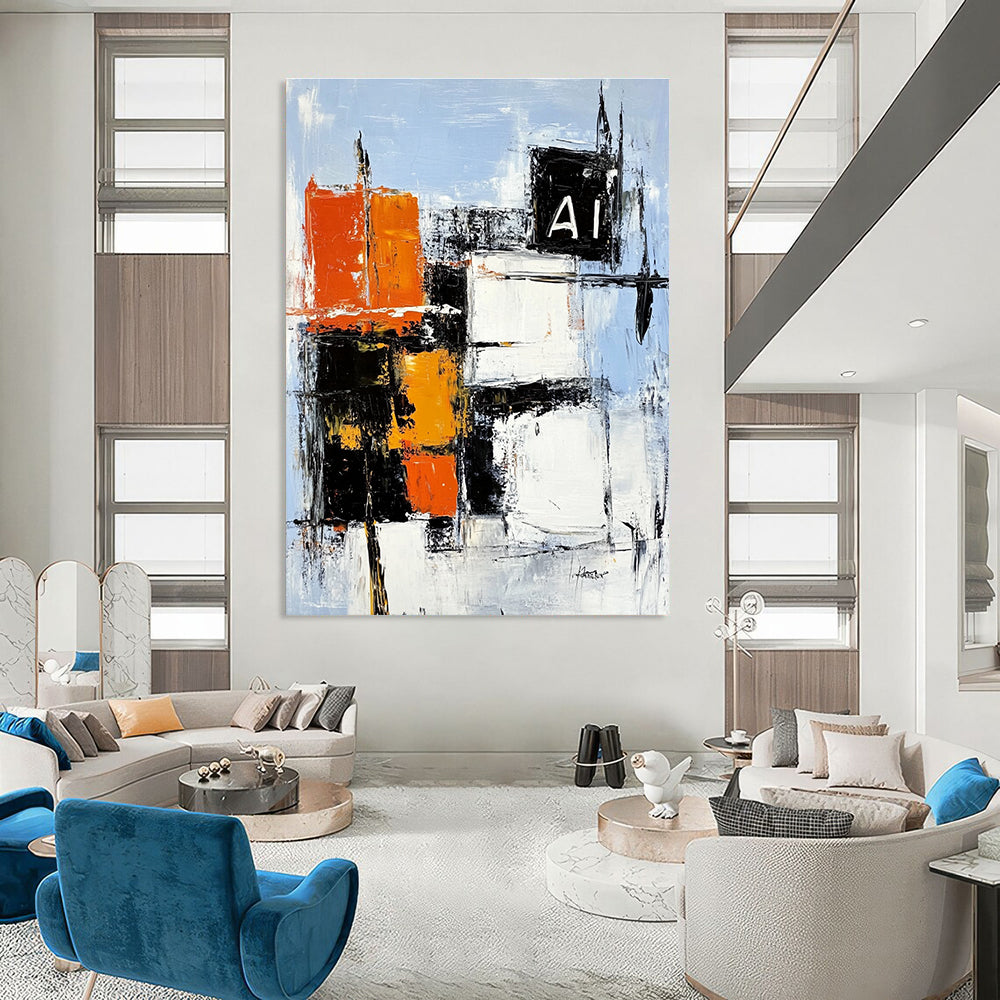 Abstract Color Block with “AI” for Tech - Inspired Office & Modern Art Space STSC742