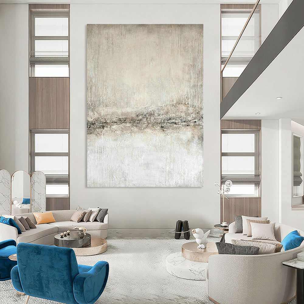 Gray - White Textured Art for Industrial Art Gallery & Monochrome Living Room DLZ1863