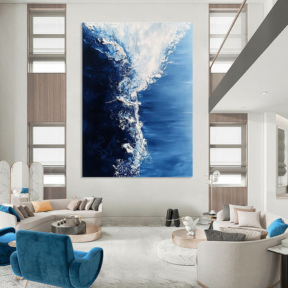 Textured Blue Ocean Waves for Nautical Restaurant & Coastal Home Office STSC348