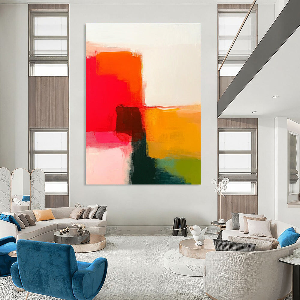 Bold Color Block Abstract for Vibrant Living Room & Creative Retail Space STSC629