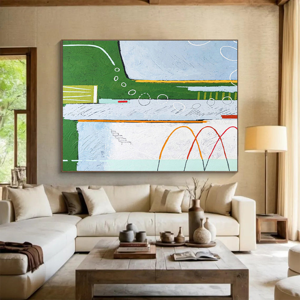 Green - Blue Landscape Abstract for Eco - Friendly Community Center DLZ2949
