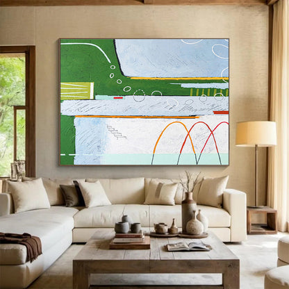 Green - Blue Landscape Abstract for Eco - Friendly Community Center DLZ2949