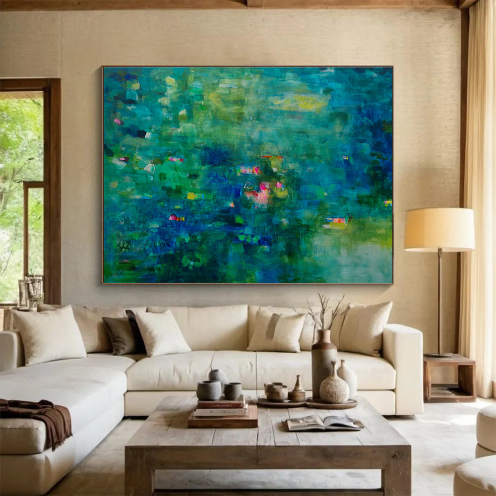 Green - Blue Deep Abstract Art for Calming Meditation Spaces DLZ2421