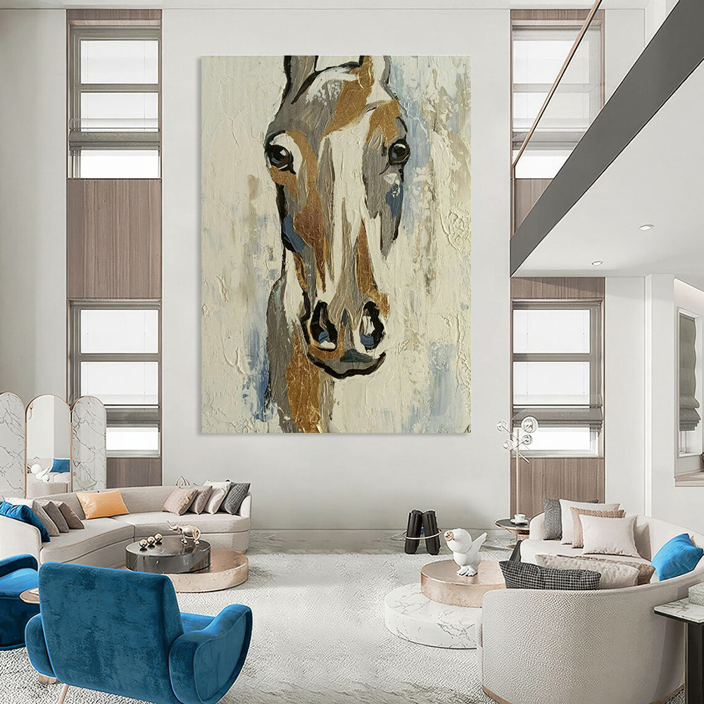 Horse Head Painting for Equestrian Home Library & Art - Loving Living Room DLZ2103