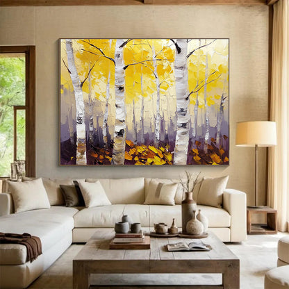 Golden Birch Forest Art for Autumn - Themed Restaurant & Rustic Home SC407
