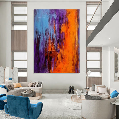 Purple - Orange Abstract Art for Trendy Nightclub & Bold Art Installation Space DLZ1929