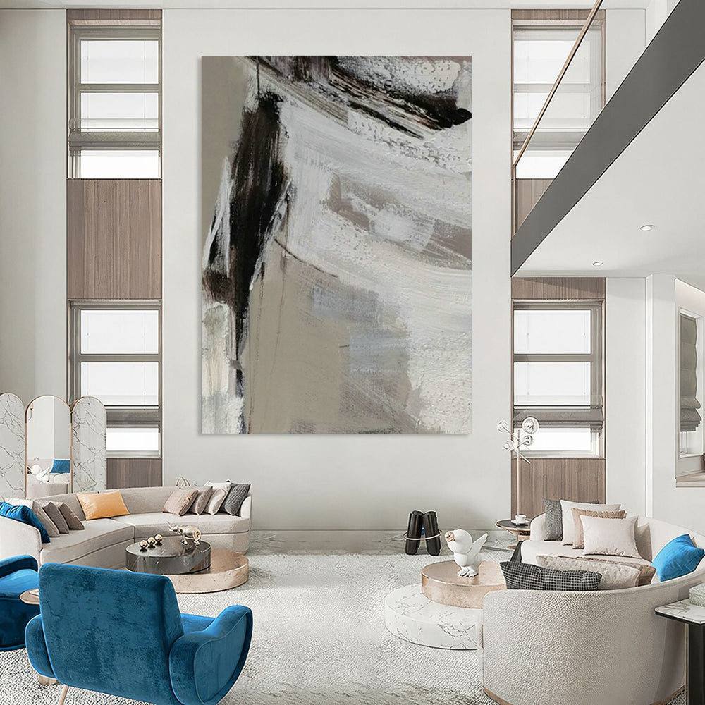 Minimalist Grey Abstract Art for Modern Office & Neutral - Toned Bedroom DLZ1311