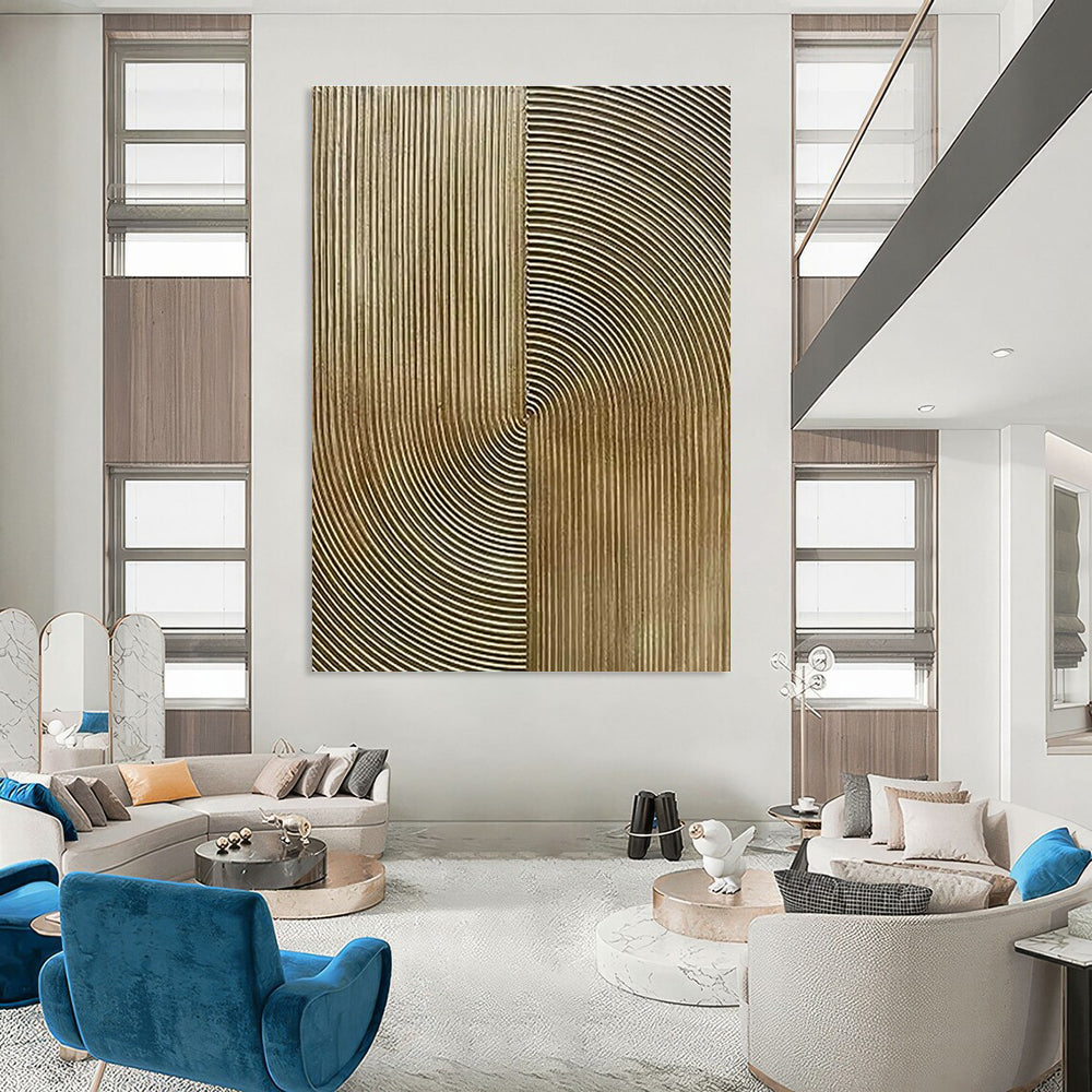 Gold - Lined Abstract Art for Luxury Boutique & High - End Office Reception DLZ1772