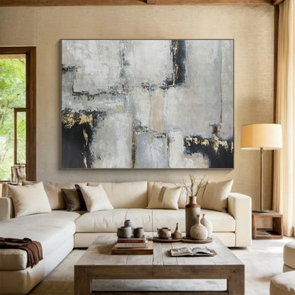 Gold - Grey Geometric Block Art for Chic Entryway DLZ2735