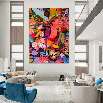 Pink - Dominant Abstract Art for Fashion Showroom & Girly Home Living Room DLZ2079