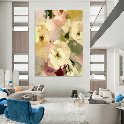 Soft - Toned Floral Abstract Art for Romantic Boudoir & Garden - Themed Teahouse DLZ1361