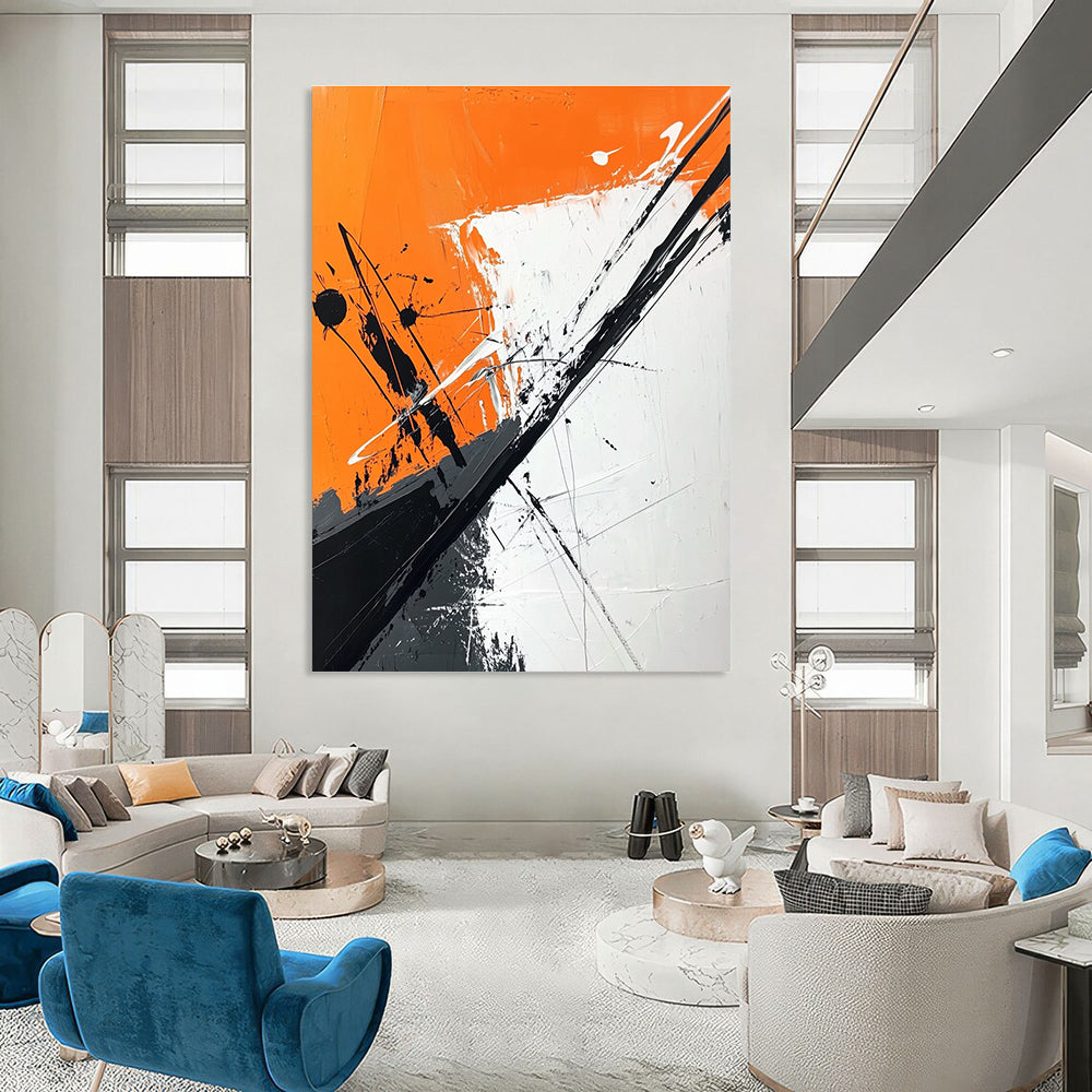 Bold Orange and Black Abstract Art for Modern Gym & Creative Studio STSC1118