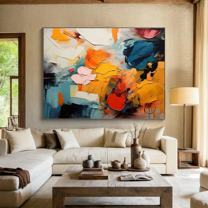 Color Block Abstract Art for Contemporary Office Break Room Walls DLZ3215