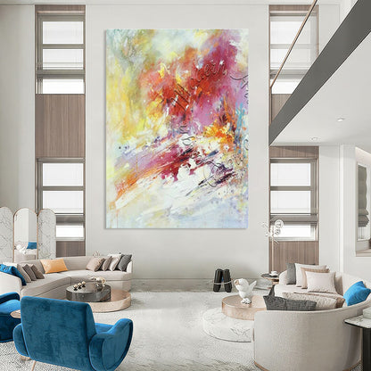Pink - Yellow Abstract Art for Romantic Wedding Venue & Art Gallery Café DLZ1825