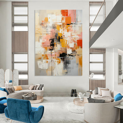 Orange - Pink Abstract Painting for Living Room & Dining Room DLZ0342