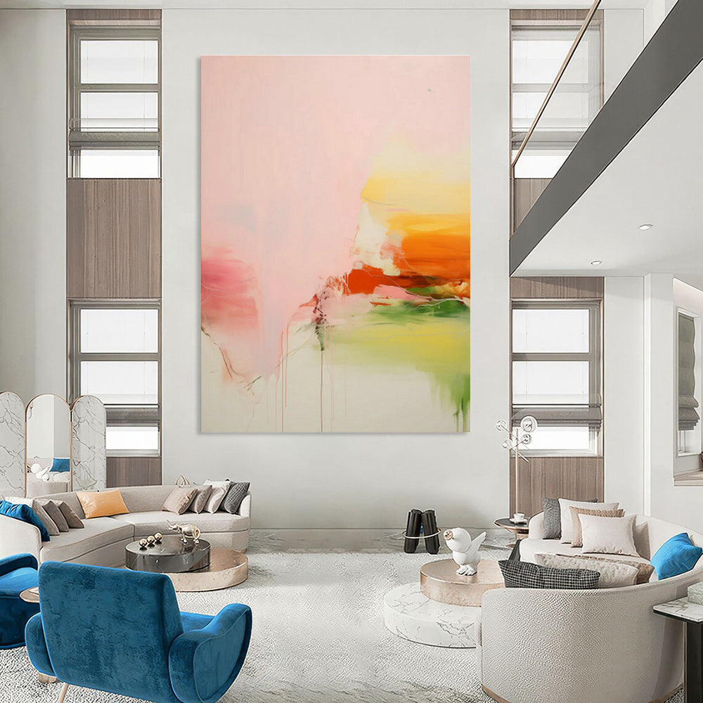Pink - Orange Abstract Art for Bohemian Living Room & Summer Beach House DLZ0998