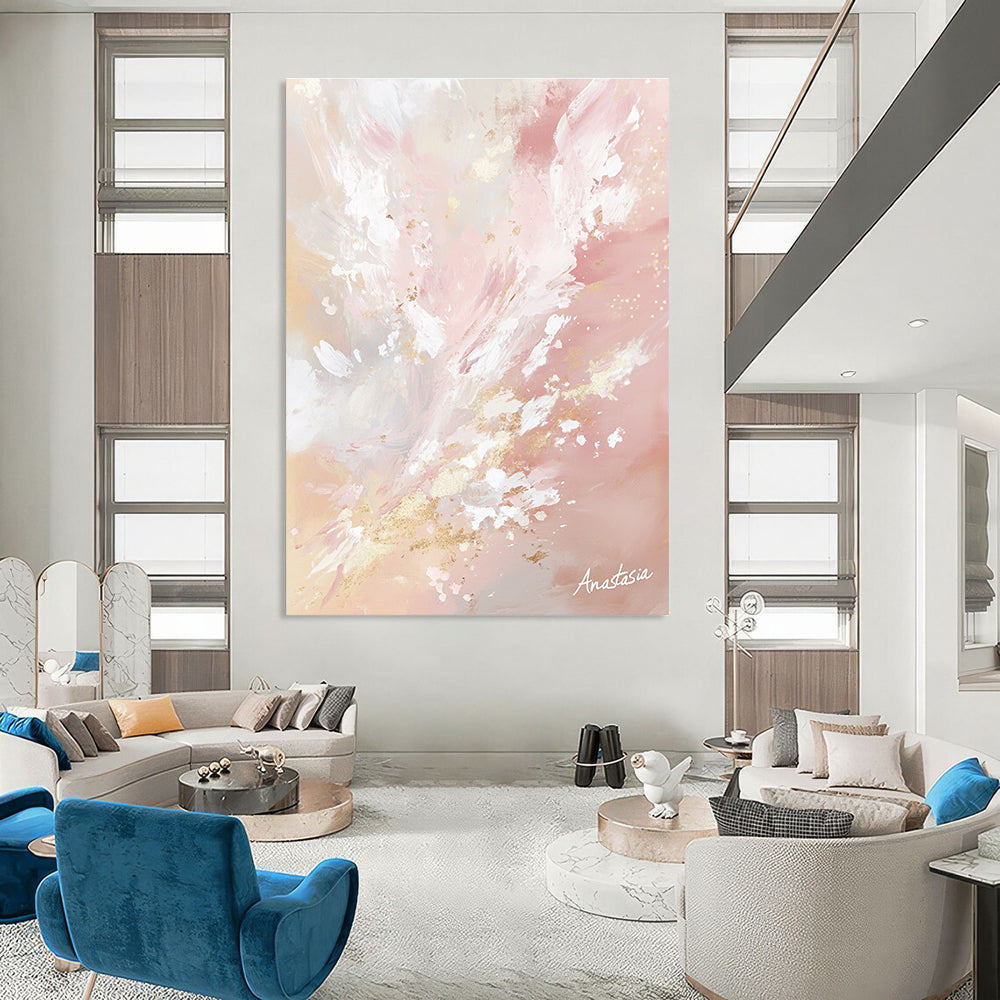 Pink and Gold Abstract for Luxurious Living Room & Wedding Venue Decor STSC1201