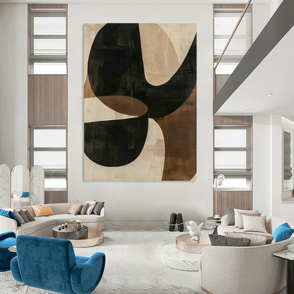Brown - Black Curved Abstract Art for Bohemian - Style Home & Creative Writing Studio DLZ1756