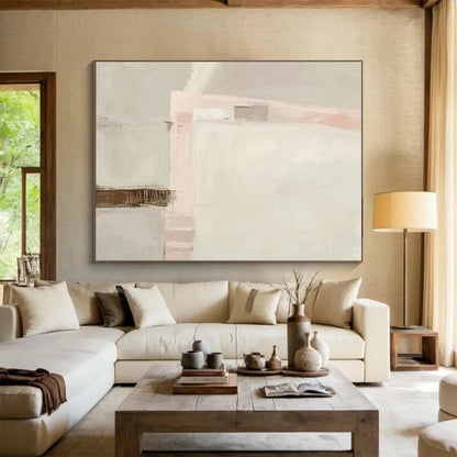 Light Pink - Grey Tone Abstract Art for Minimalist Bedroom DLZ2816