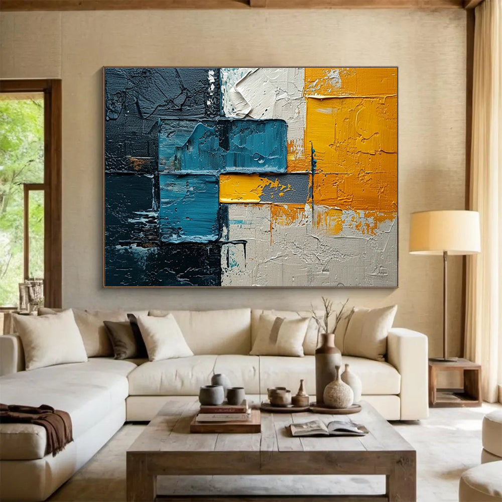 Colorful Block Texture Abstract Art for Contemporary Art Gallery Showcases DLZ2660