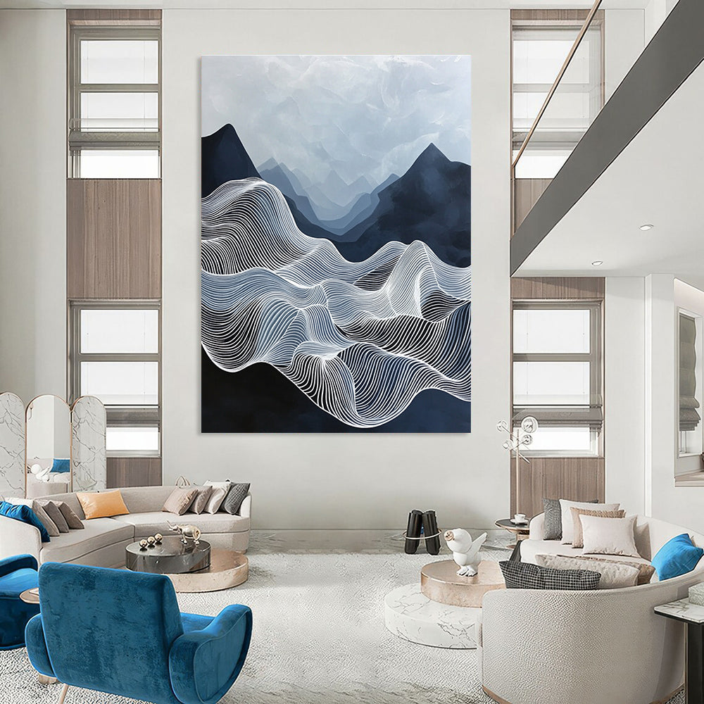 Line - Drawn Mountain Landscape for Outdoor Enthusiast’s Home & Nature - Themed Gallery STSC1147