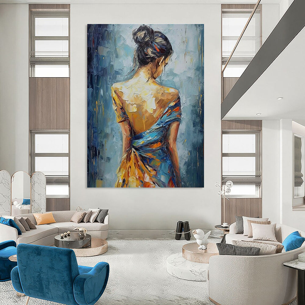 Woman’s Back View Oil Painting for Bohemian Bedroom & Artistic Fashion Studio DLZ1551