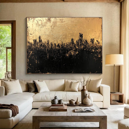 Golden City Silhouette Art for Urban Loft & Art - loving Office SC143