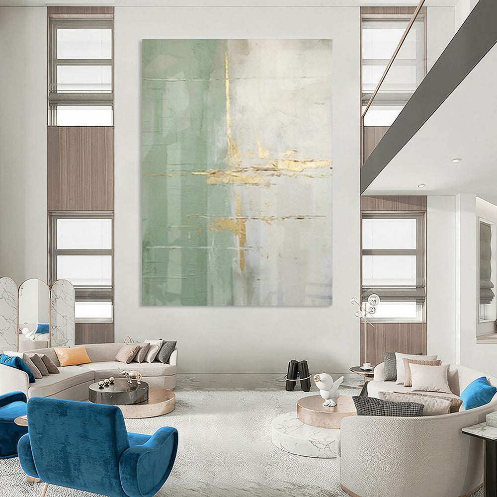 Gold - Green Abstract Art for Elegant Hotel Lobby & Art - Focused Home Office DLZ1940
