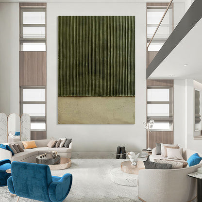Green - Brown Vertical Lines Art for Bedroom & Office DLZ0329