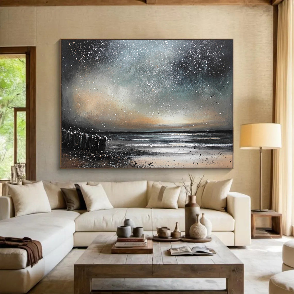 Milky Way Over Sea Art for Astronomy Enthusiast’s Home & Art Gallery Night Exhibit SC529