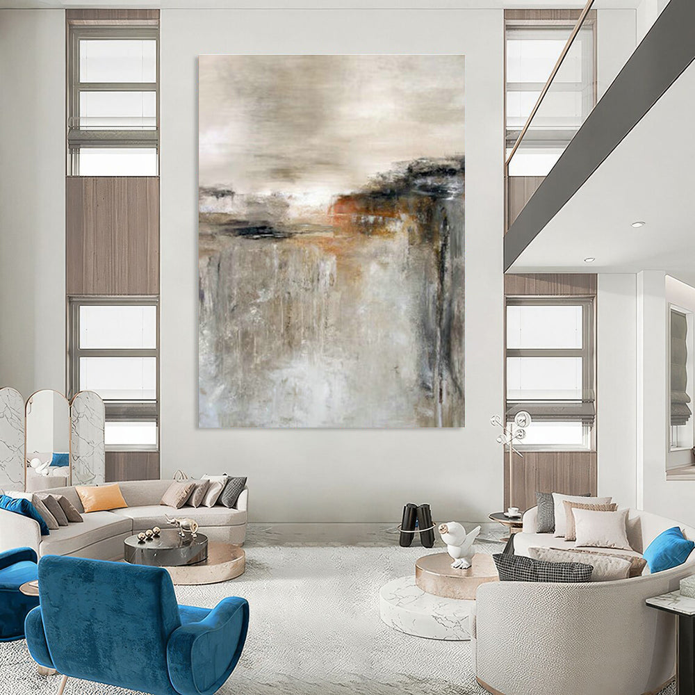Gray - Beige Abstract Art for Modern Spa & Home Library DLZ2032