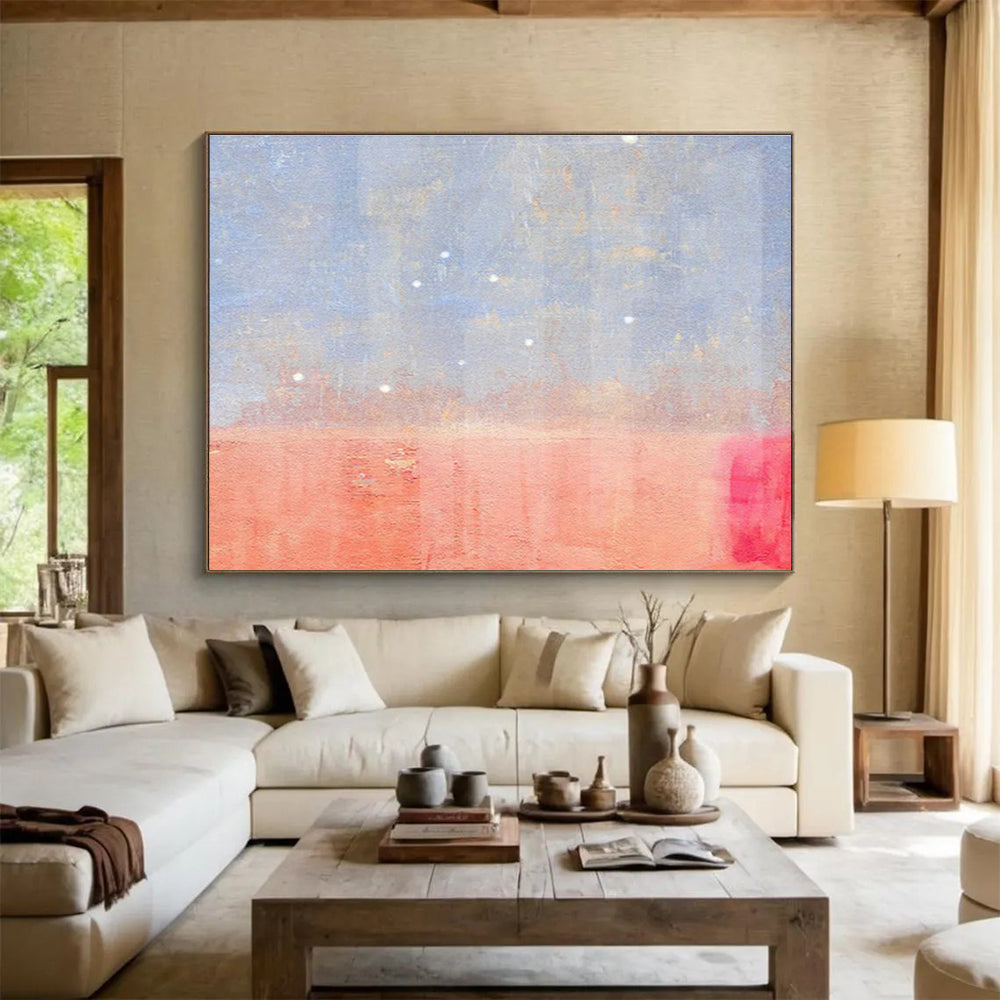 Blue - Pink Gradient Abstract Art for Romantic Rooftop Lounge Decor DLZ2664