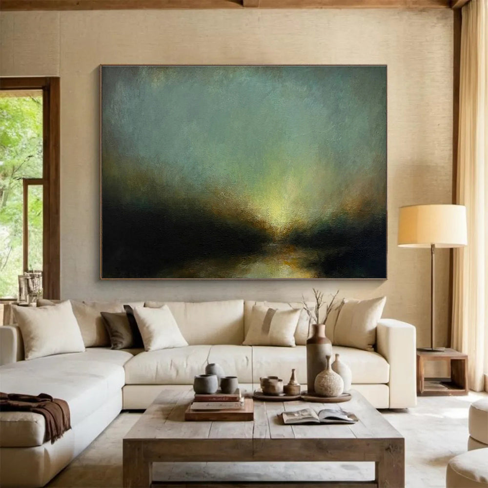 Dark Green Landscape Oil Painting for Eco - Friendly Lodge Common Areas DLZ3161