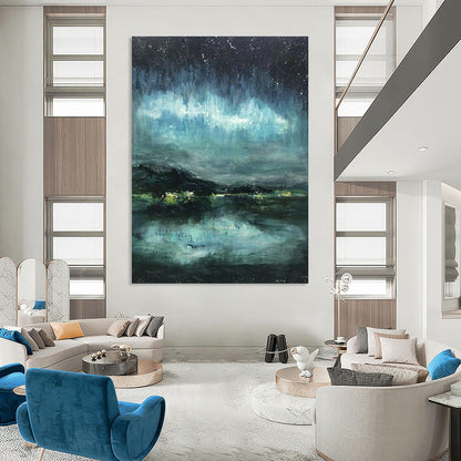 Aurora Night Scene Abstract Art for Ski Resort Lodge & Astronomy Enthusiast’s Home DLZ0633