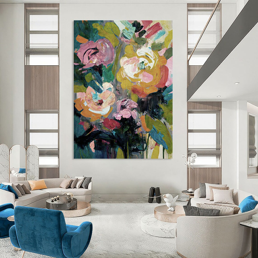 Vibrant Floral Abstract Art for Lively Dining Room & Floral - Centric Retail Store DLZ1362