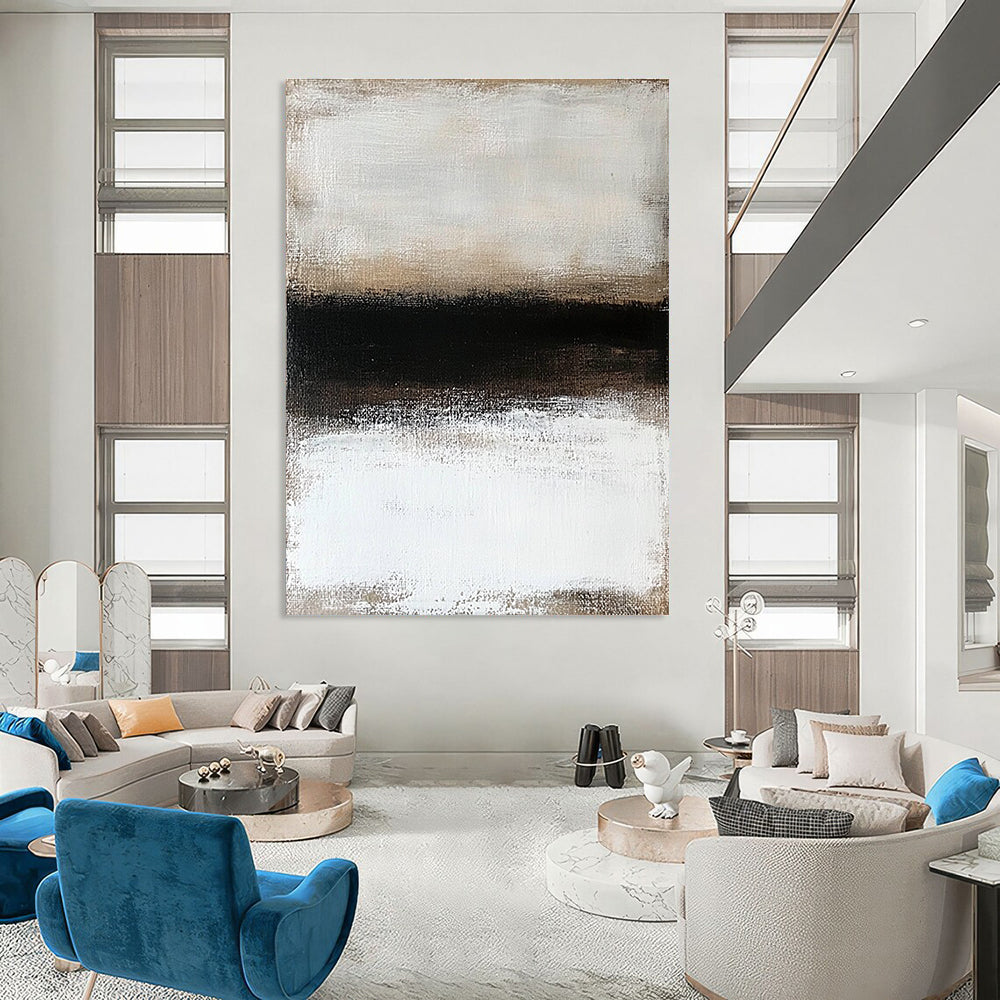Monochromatic Abstract Divide for Minimalist Bedroom & Modern Office STSC630