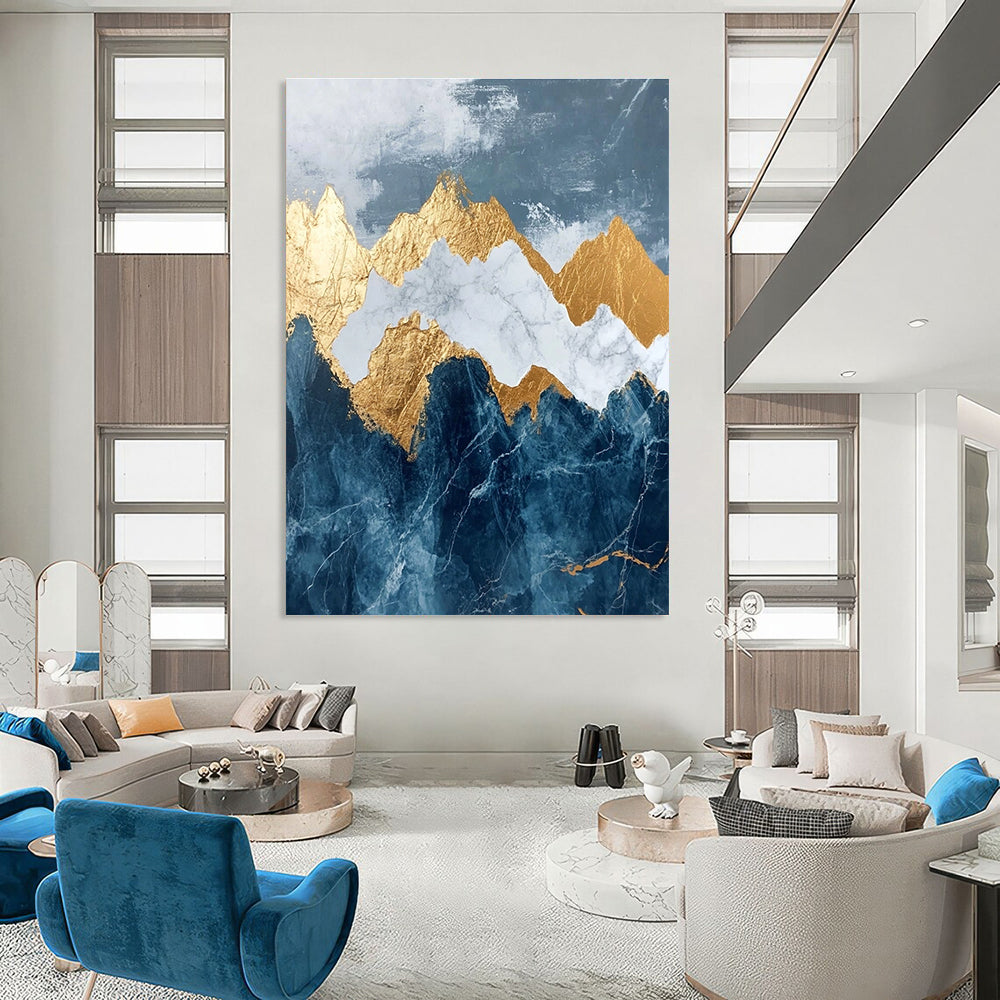 Golden - Mountain Marble Art for Luxury Hotel Suite & High - End Spa STSC122