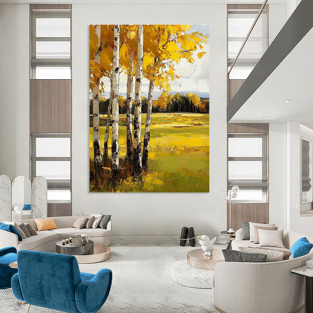 Yellow Birch Trees for Autumn - Themed Home Living Room & Nature - Loving Art Gallery STSC1015