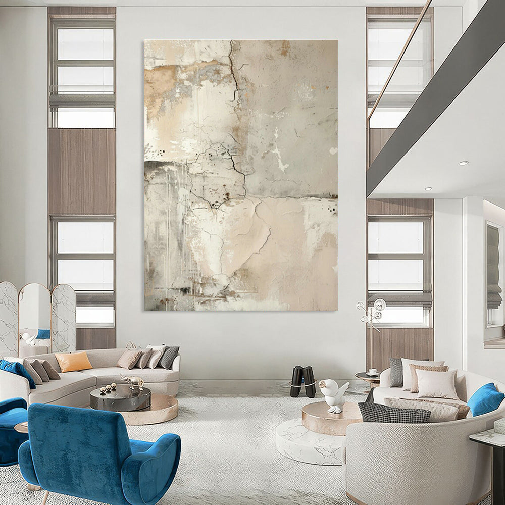 Gray - White - Brown Abstract Art for Industrial Home & Art Gallery DLZ1258