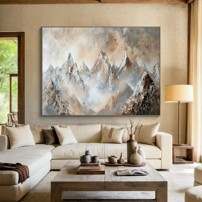 Gold Snow Mountain Landscape Art for Alpine - Inspired Living Room DLZ2850