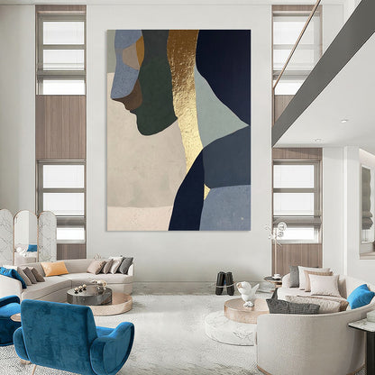 Abstract Geometric Faces with Gold Accent for Modern Home & Art - Centric Salon STSC756