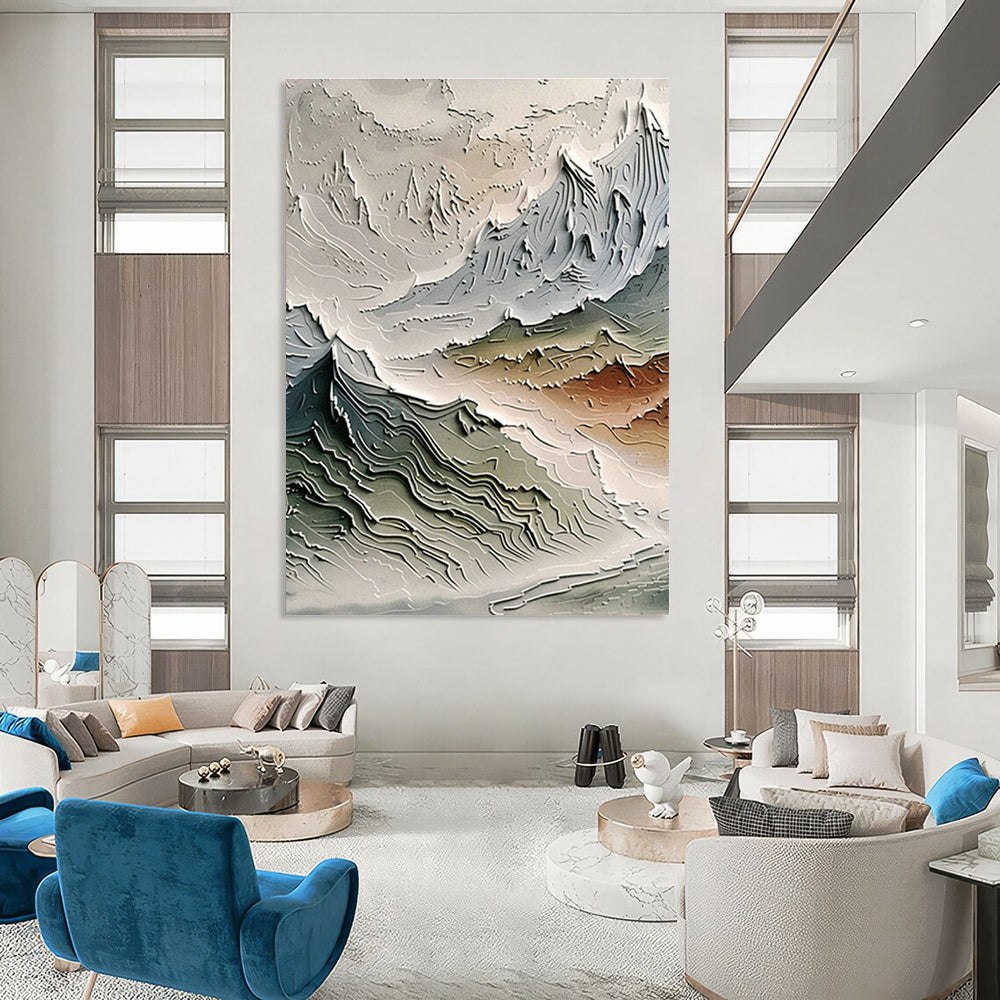 Gray - White Textured Landscape Art for Alpine Ski Lodge & Nature Photography Studio DLZ0988