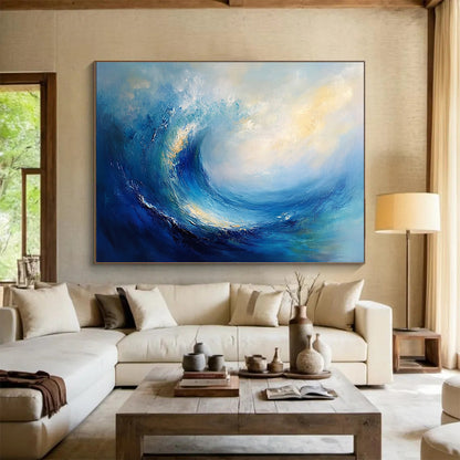 Dynamic Blue Wave Art for Nautical - Themed Restaurant & Adventure - Lover’s Home SC108